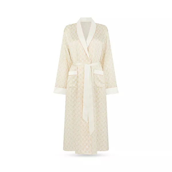 

Шелковый халат с изображением морских ракушек Gingerlily, белый