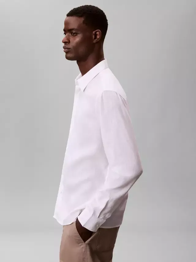 Рубашка из смесовой хлопковой ткани Calvin Klein, White — фото 4