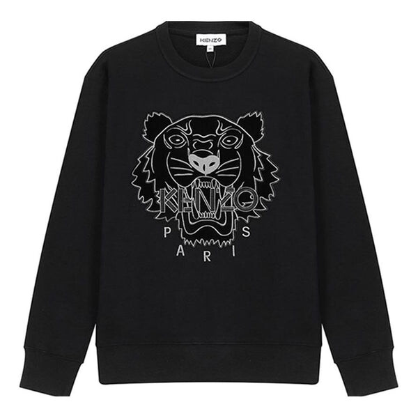 

Свитер tiger head pattern velvet embroidered round neck long sleeves hoodie black Kenzo, черный