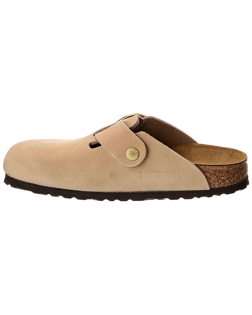 Бостон узкие мюли из кожи с большой пряжкой Birkenstock, нейтральный — фото 2