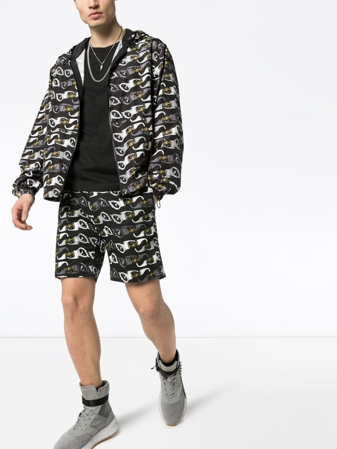 

Куртка с капюшоном и принтом Versace, черный