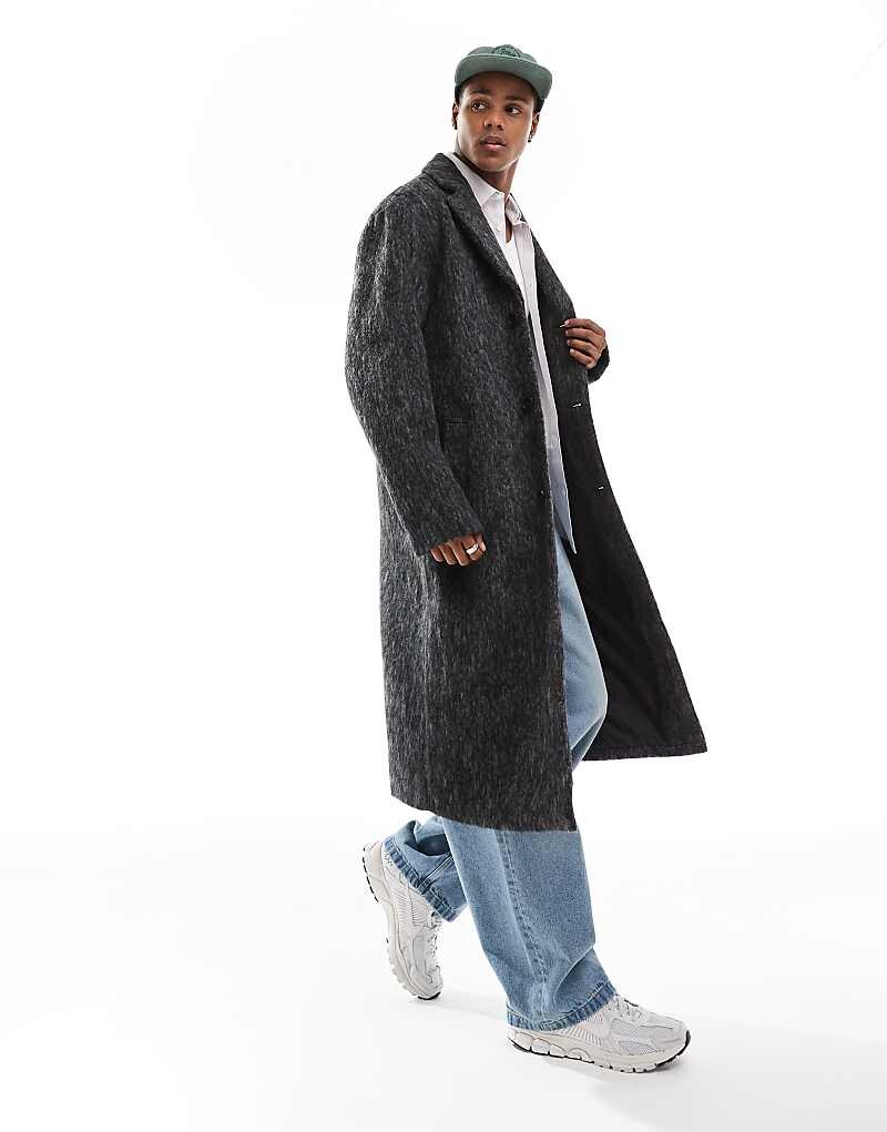 

Серое пальто с эффектом матовой шерсти ASOS DESIGN