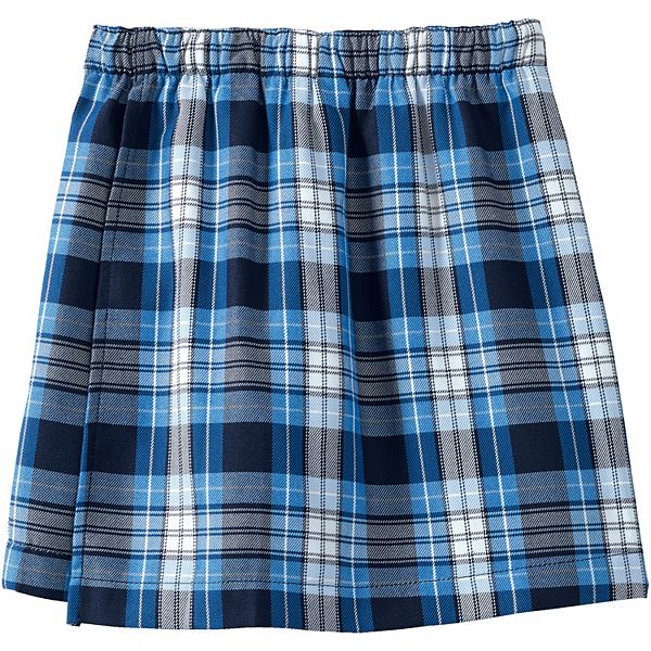 Детская плиссированная юбка-шорты A-line Lands' End, Navy Green Plaid — фото 3