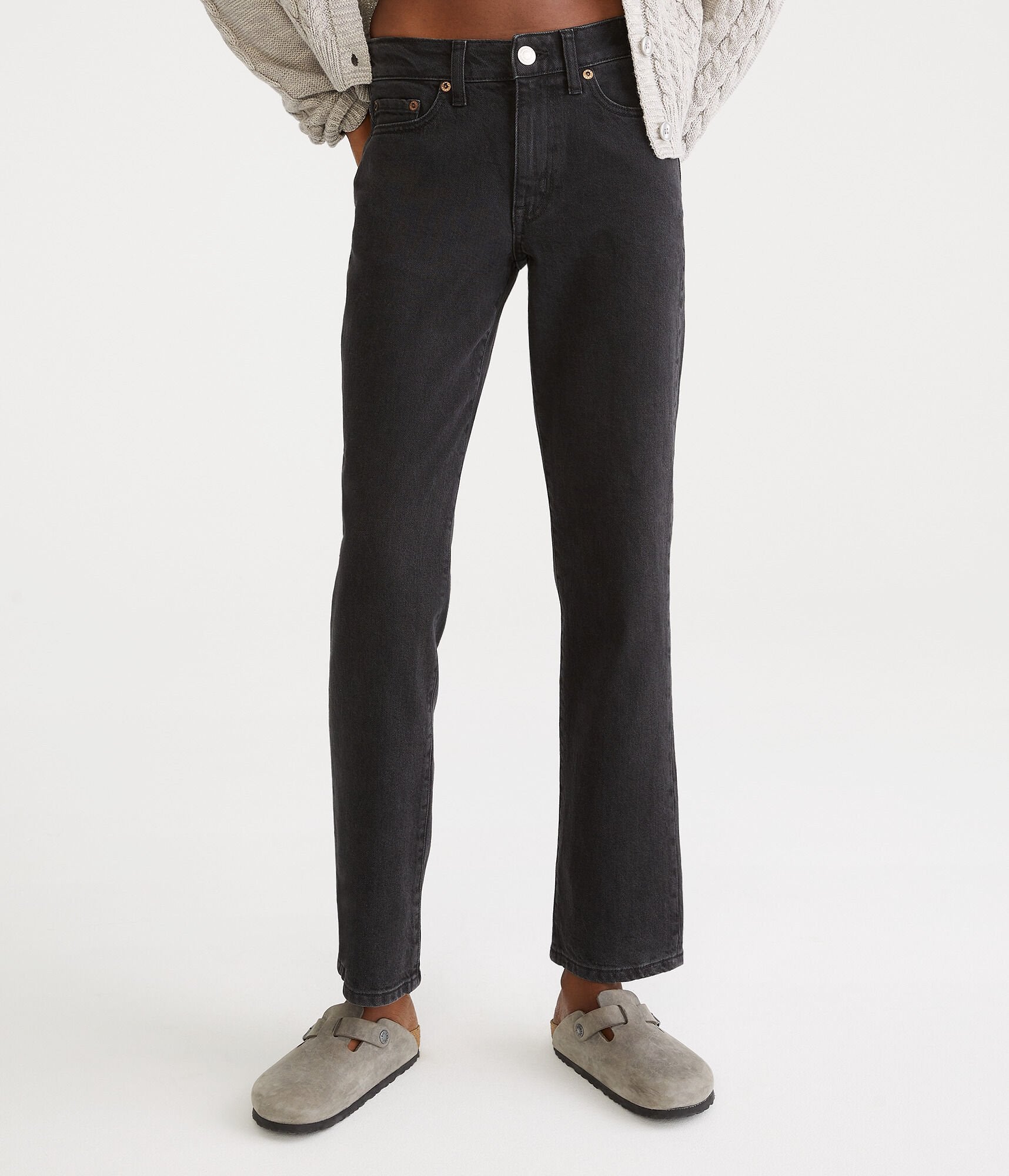 

Джинсы Aeropostale средней посадки, прямые, до щиколотки, цвет black wash
