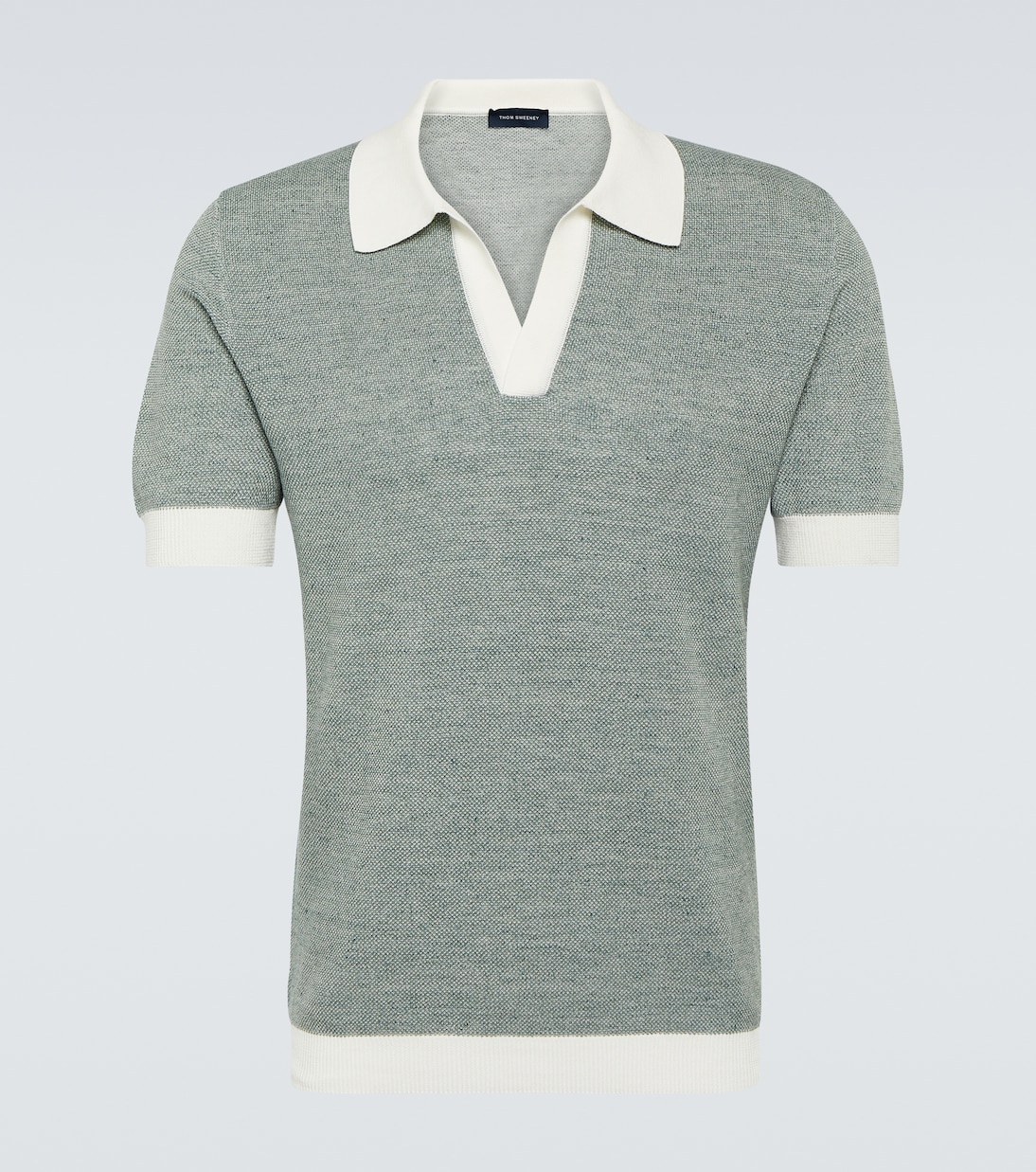 

Хлопковая поло с добавлением льна Thom Sweeney, Mid Green