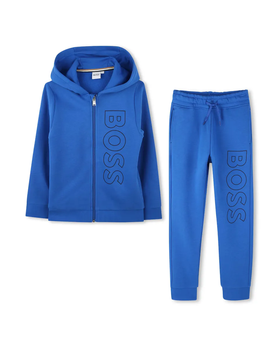 

Спортивный костюм для мальчика с капюшоном и вертикальным логотипом BOSS Kidswear, цвет Azul Índigo