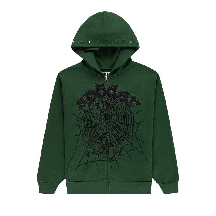 

Худи Sp5der Og Web Studded Zip Hoodie, Green