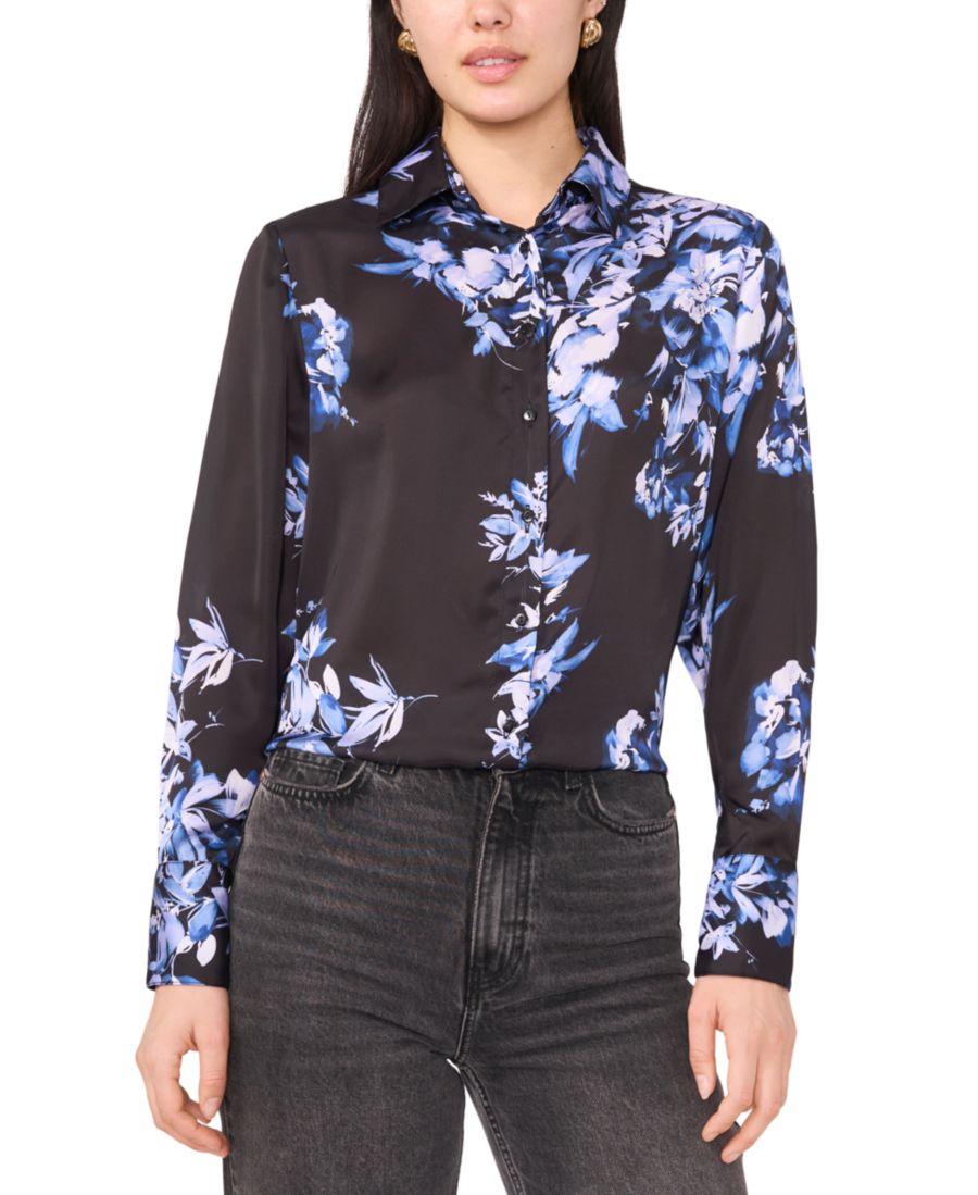 

Женская блузка с длинными рукавами и принтом 1STATE, Dusty Blue