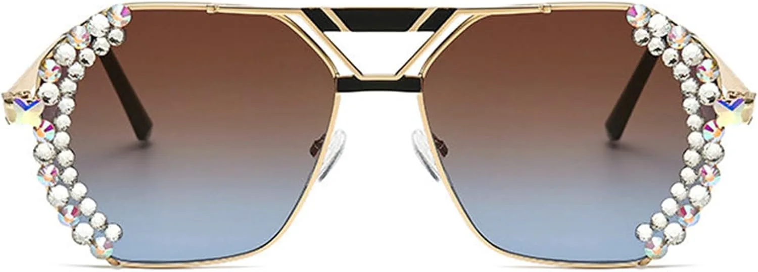 

Солнцезащитные очки Willochra с двойным лучом и стразами, большие, модные, для мужчин и женщин, квадратные, стильные, с защитой от УФ-излучения UV400, F27, C3