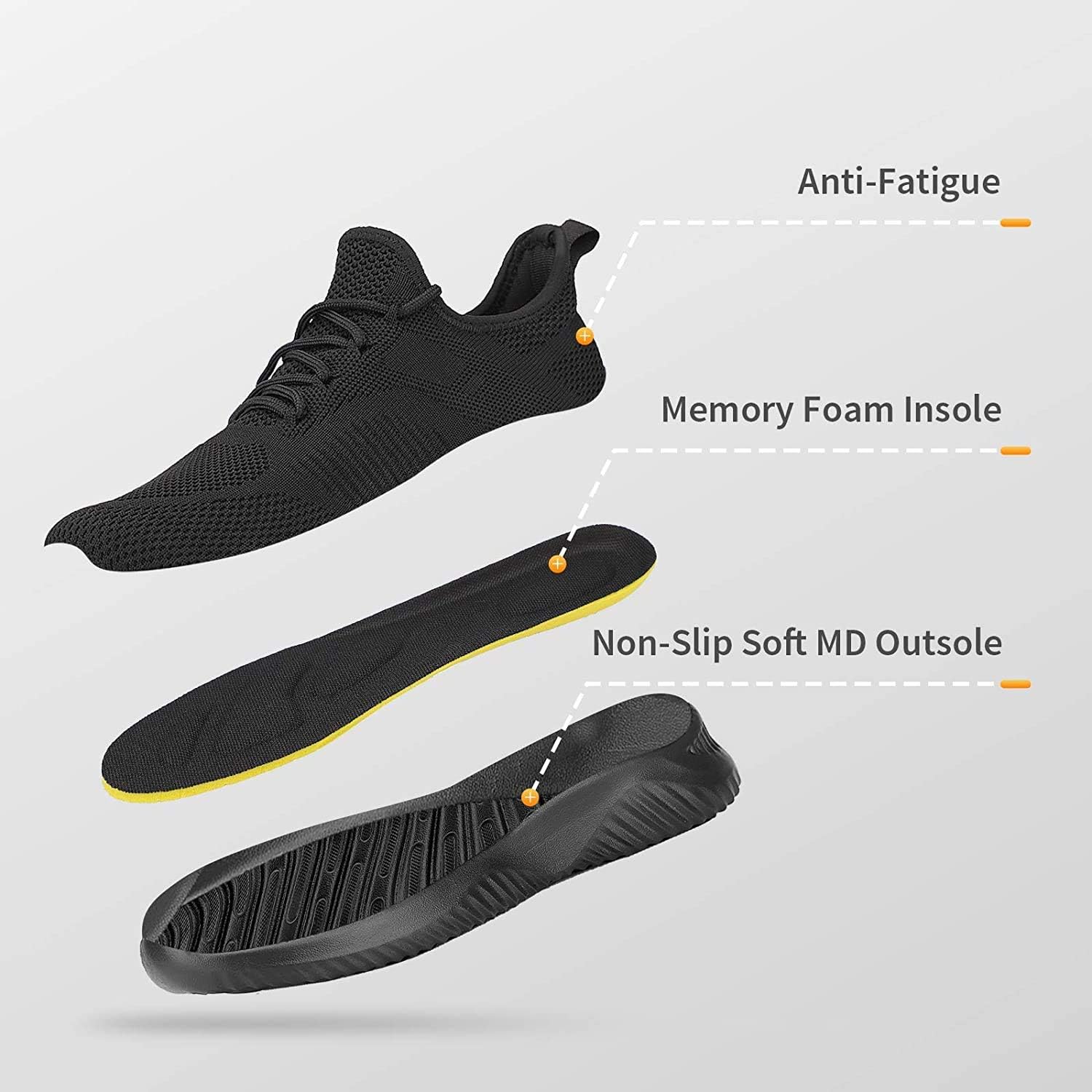 Мужские кроссовки Rospick Slip On, прогулочные туфли для мужчин, модные легкие дышащие беговые кроссовки, спортивная обувь для тенниса, черный — фото 3