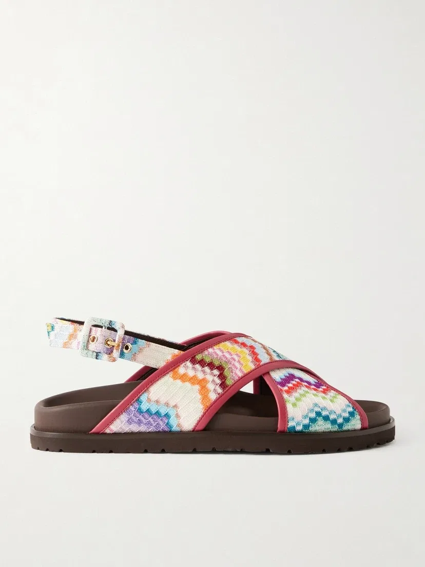 Сандалии Missoni Allan с полосками, отделкой из кожи и люрексом, мультицвет