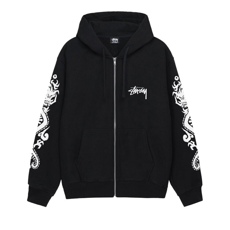 

Худи Stussy Dragons Zip Hoodie, черный