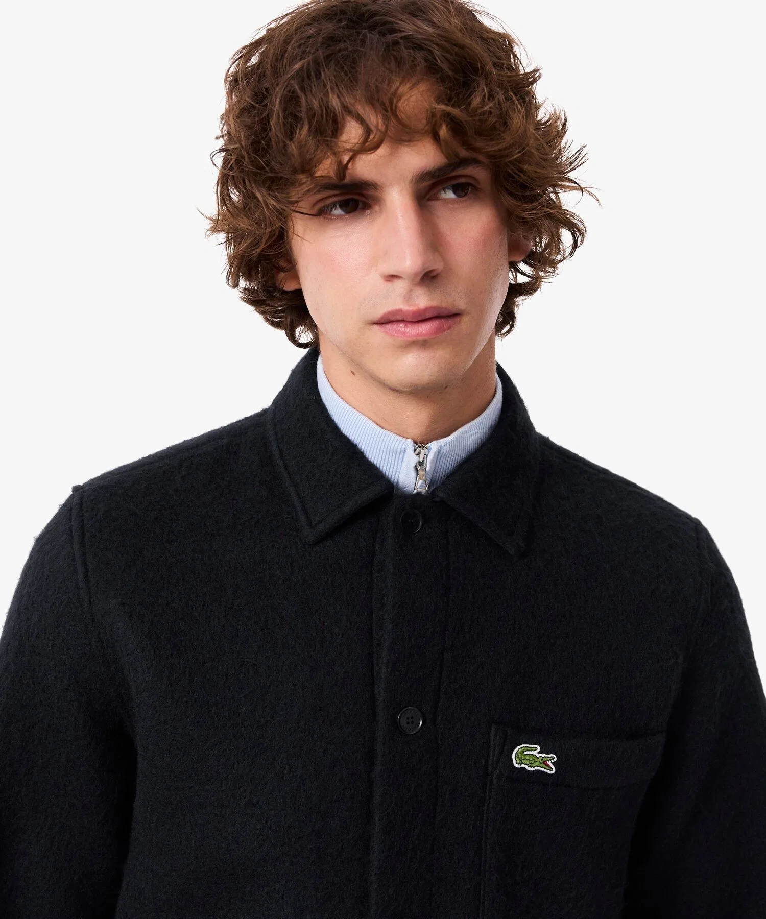 Мужская рубашка LACOSTE оверсайз из шерстяного смесового войлока — фото 2