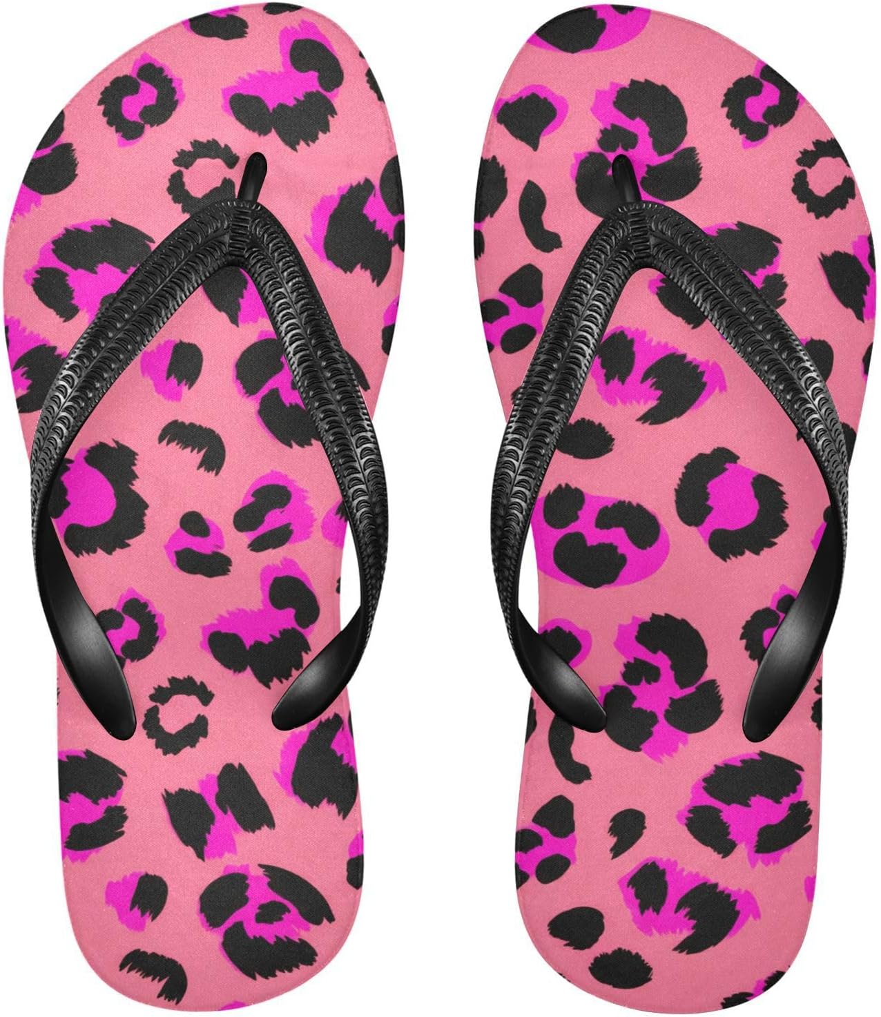 

Женские и мужские пляжные шлепанцы Leopard черно-розовые для лета, повседневные, для душа 20861855 Kfbe