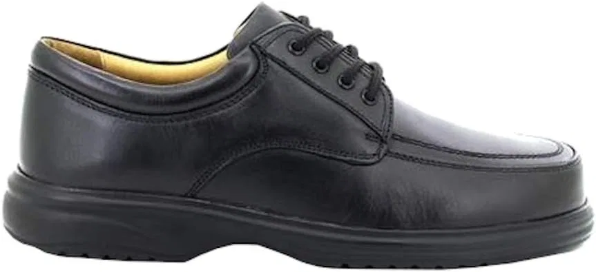 Мужские кожаные туфли Roamers Superlite с широкой колодкой и шнуровкой, Black — фото 3