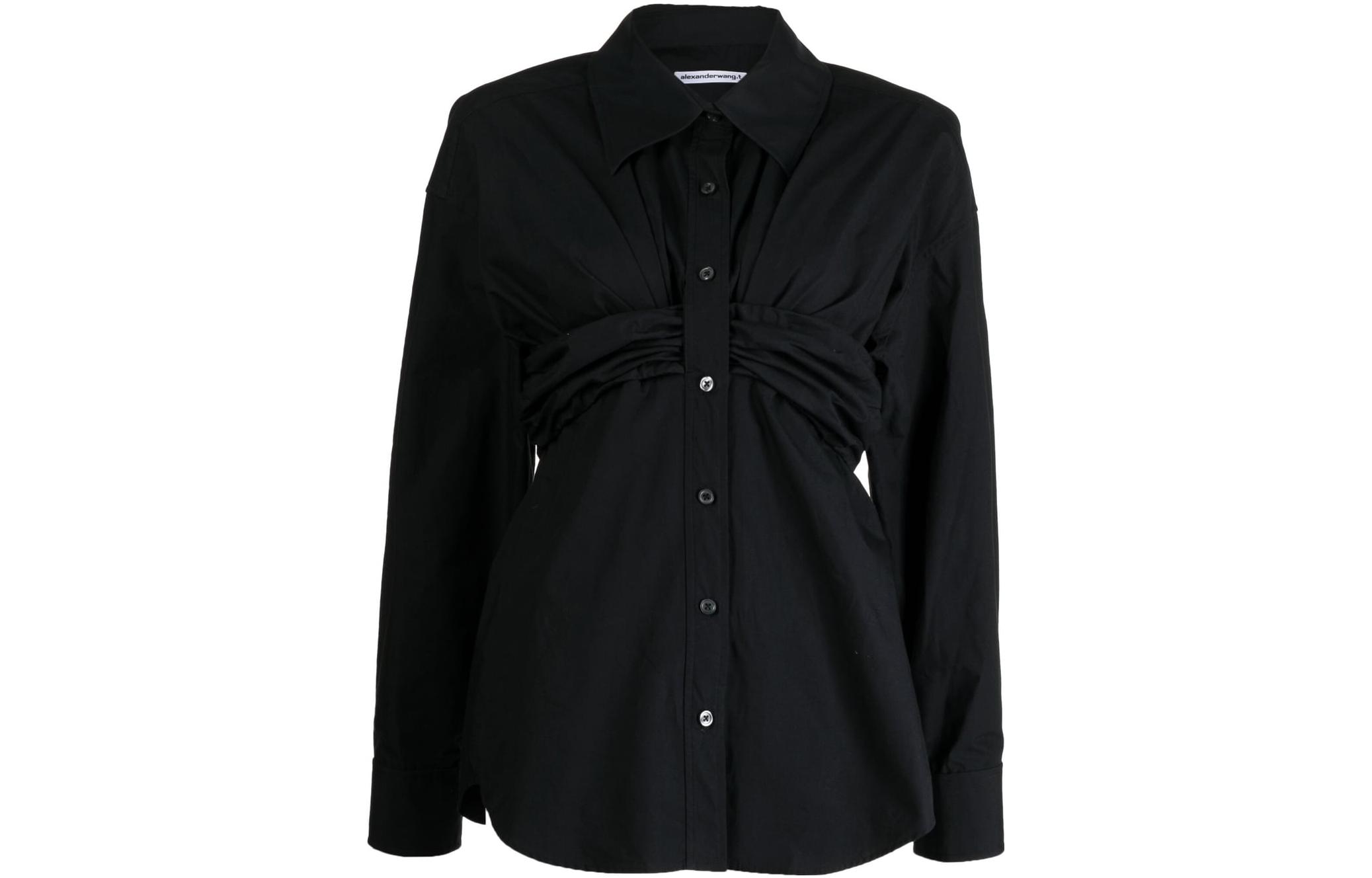 

Alexander Wang T By Ruched блуза с бандо и открытым передом черная