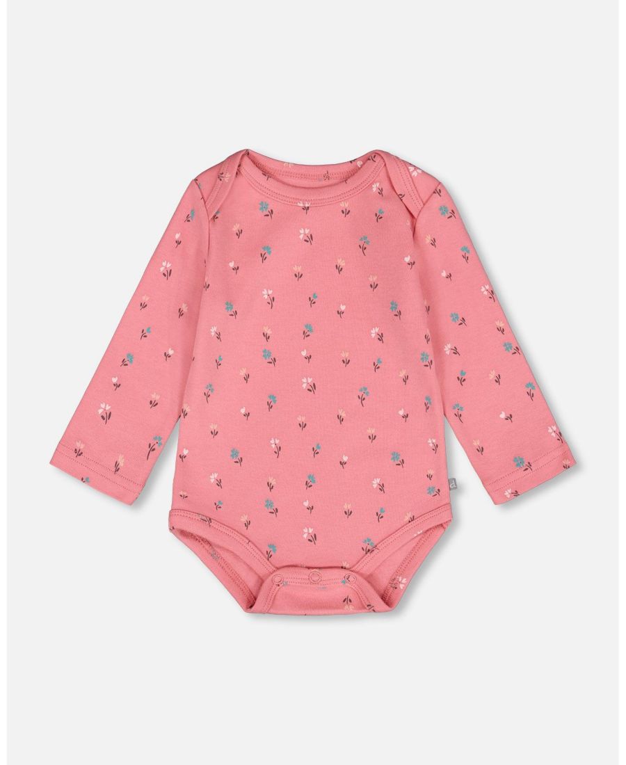 

Детский хлопковый комбинезон с длинными рукавами и розовым цветочным принтом для девочки Deux par Deux, Pink floral