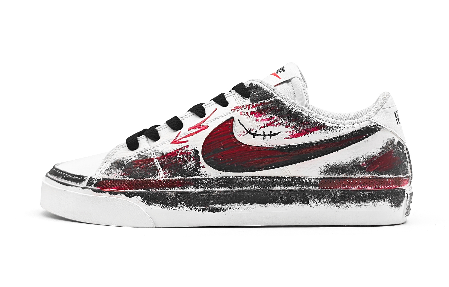 

Nike Кроссовки для скейтбординга Court Legacy Menacing Star с устойчивостью к истиранию, низкие, унисекс, черно-бело-красные, цвет Black White Red