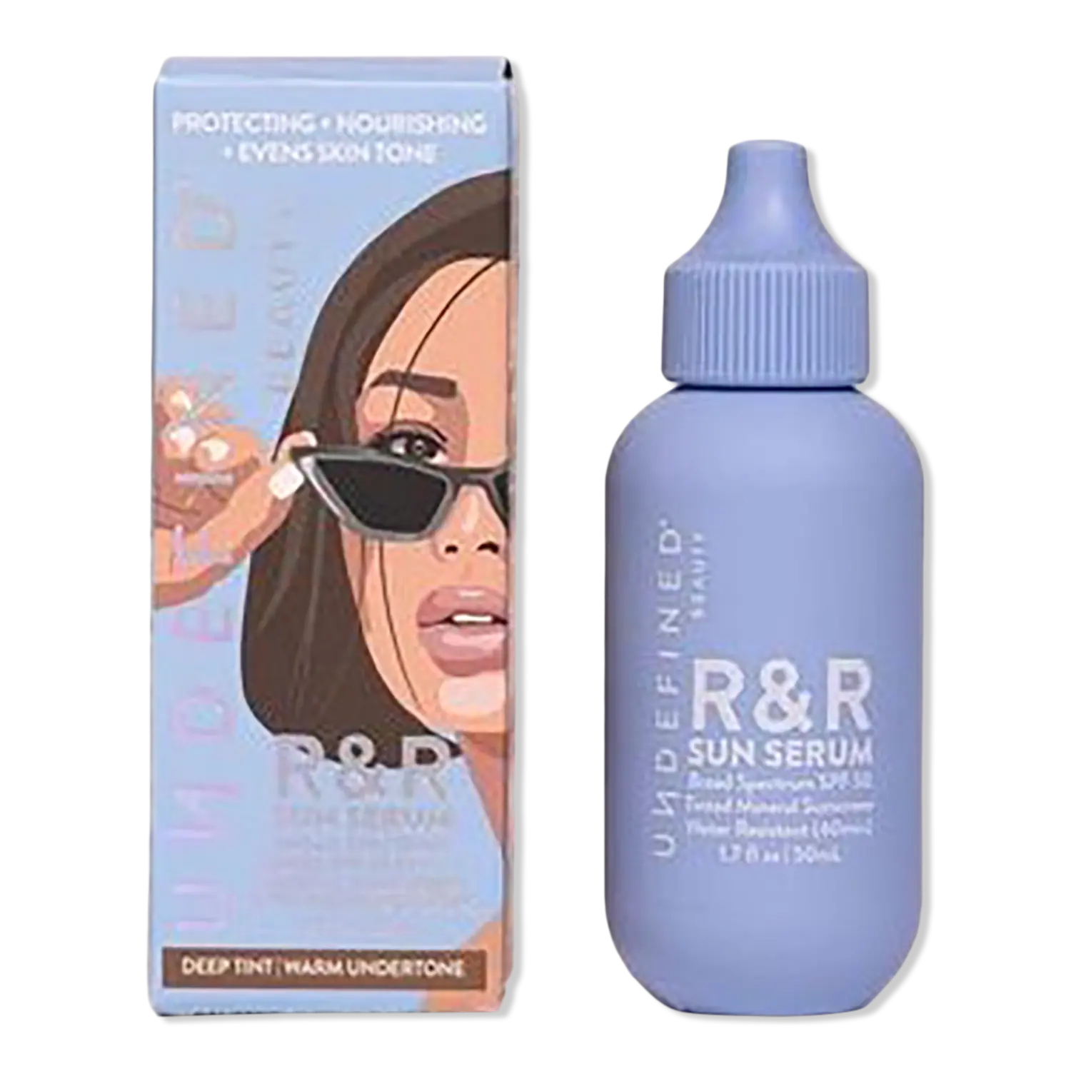 

Солнцезащитная сыворотка R&R с тонирующим минеральным фильтром SPF 50 PA++++ Undefined Beauty, Deep (deep tint)