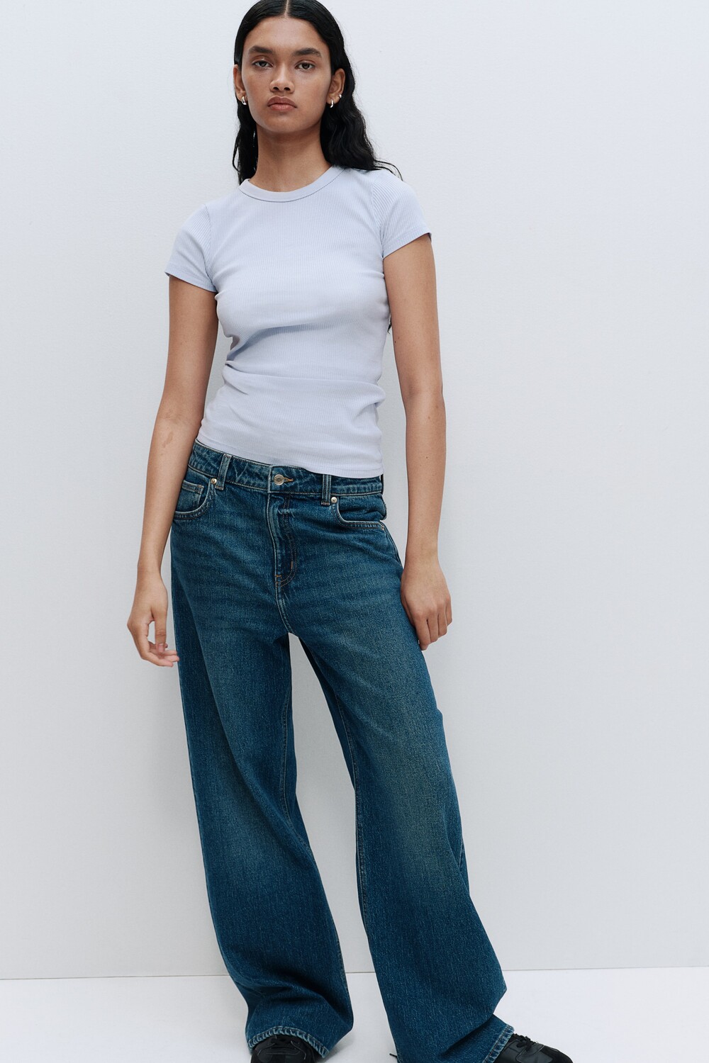 

Рубчатая футболка H&M, голубой