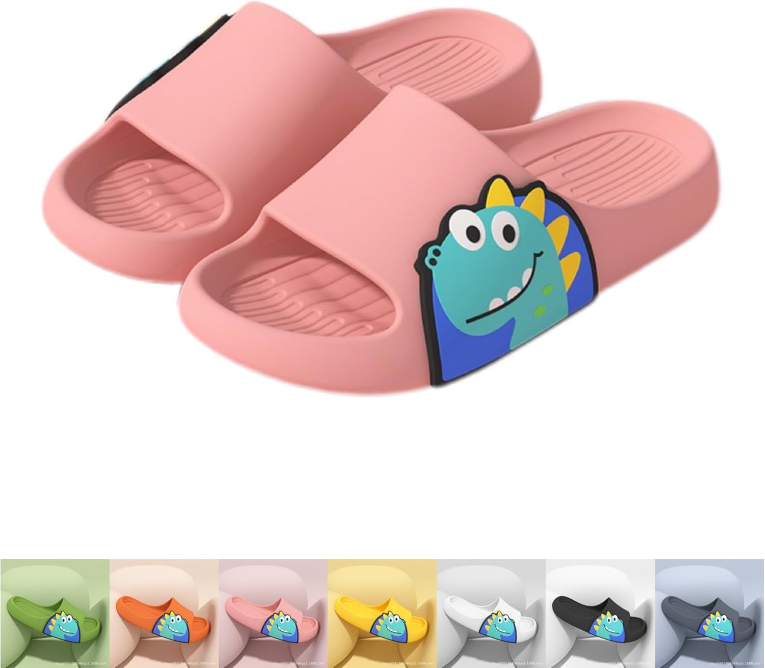 

Тапочки NTRUEML с динозаврами, милые нескользящие мультяшные тапочки для ванной для пары, мужские тапочки с мультяшными динозаврами для улицы, розовый
