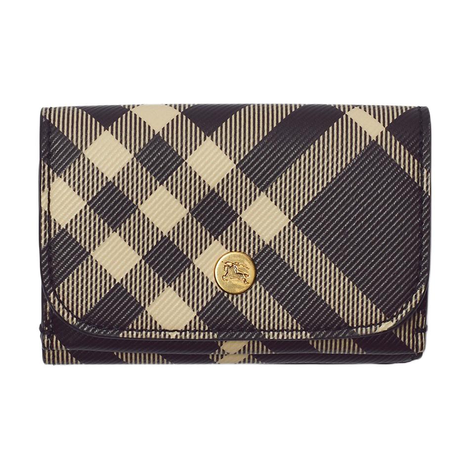 

Кошелек из полиуретана для мужчин, черный с принтом на ткани Burberry, basic set (bag+dust bag)