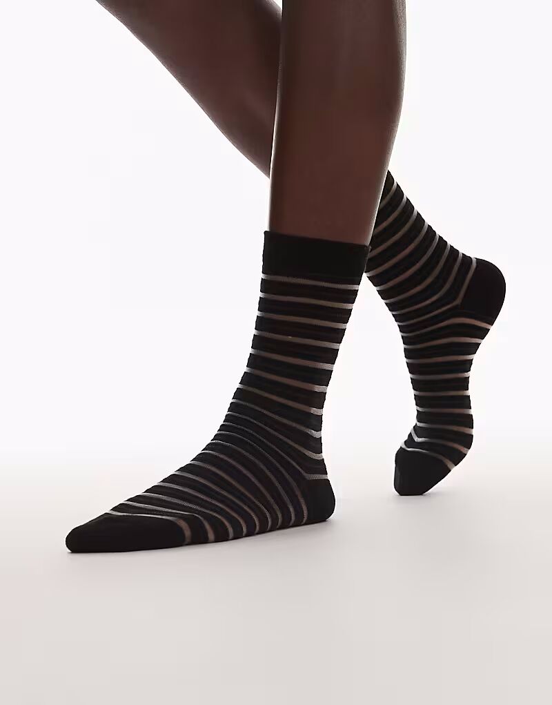 

Носки Topshop Sheer в полоску черного цвета