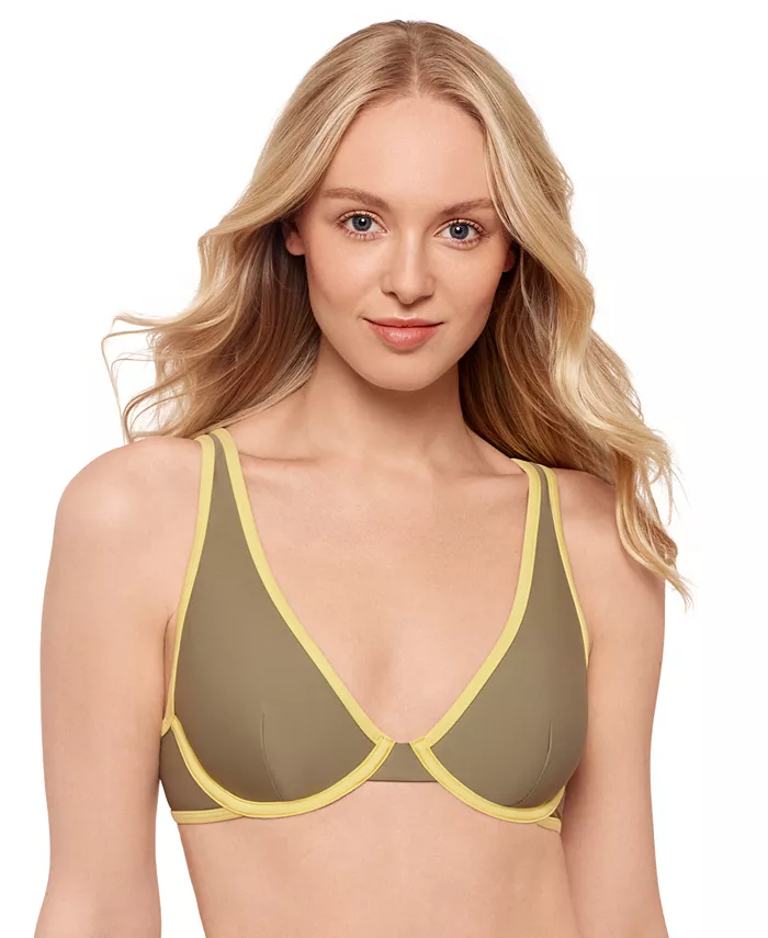 

Женский топ-бикини с глубоким вырезом и косточками Juniors' Plunge Underwire Salt + Cove, зеленый