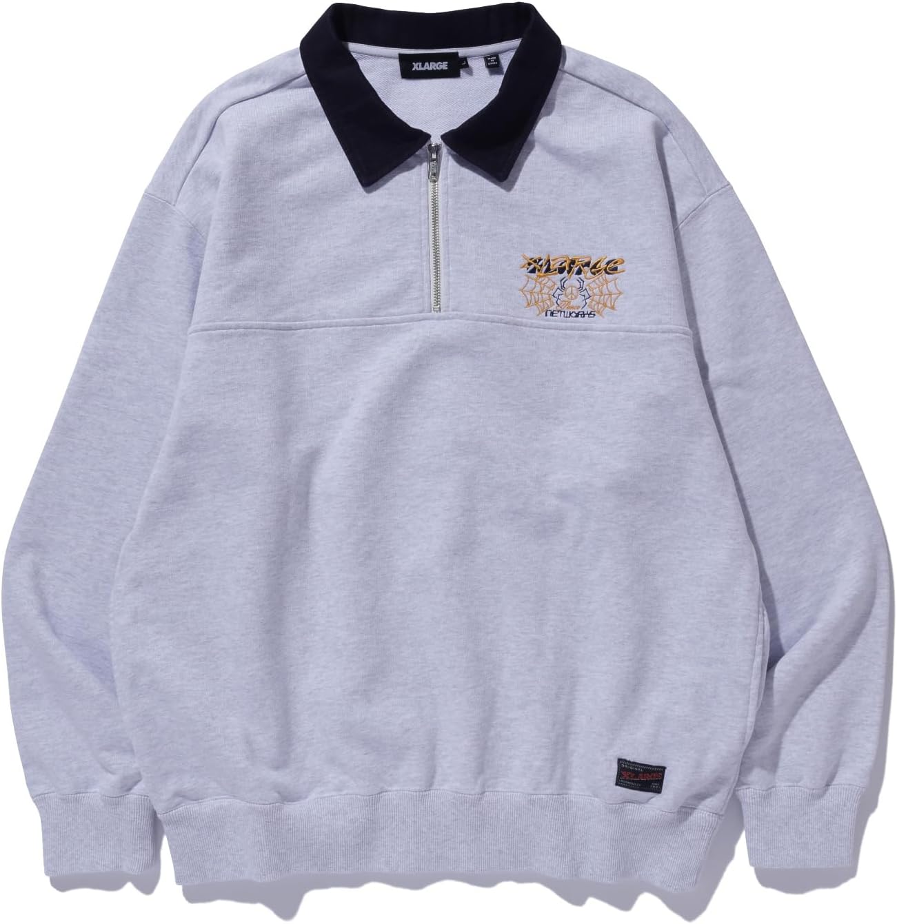 

Мужская толстовка размера XLAR с джинсовым воротником и застежкой-молнией до середины груди Xlarge, пепельный