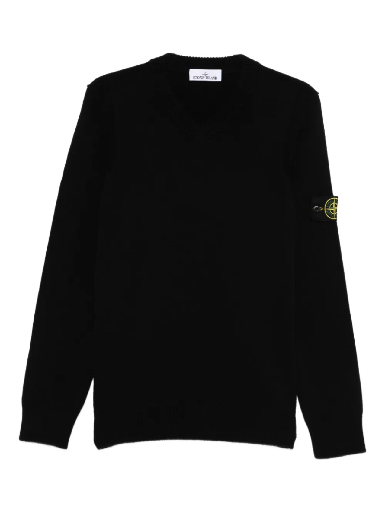 

Свитер с логотипом Stone Island и V-образным вырезом, черный