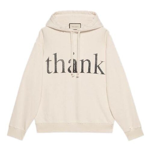 

Толстовка think/thank print hooded sweatshirt 'off white' Gucci, белый