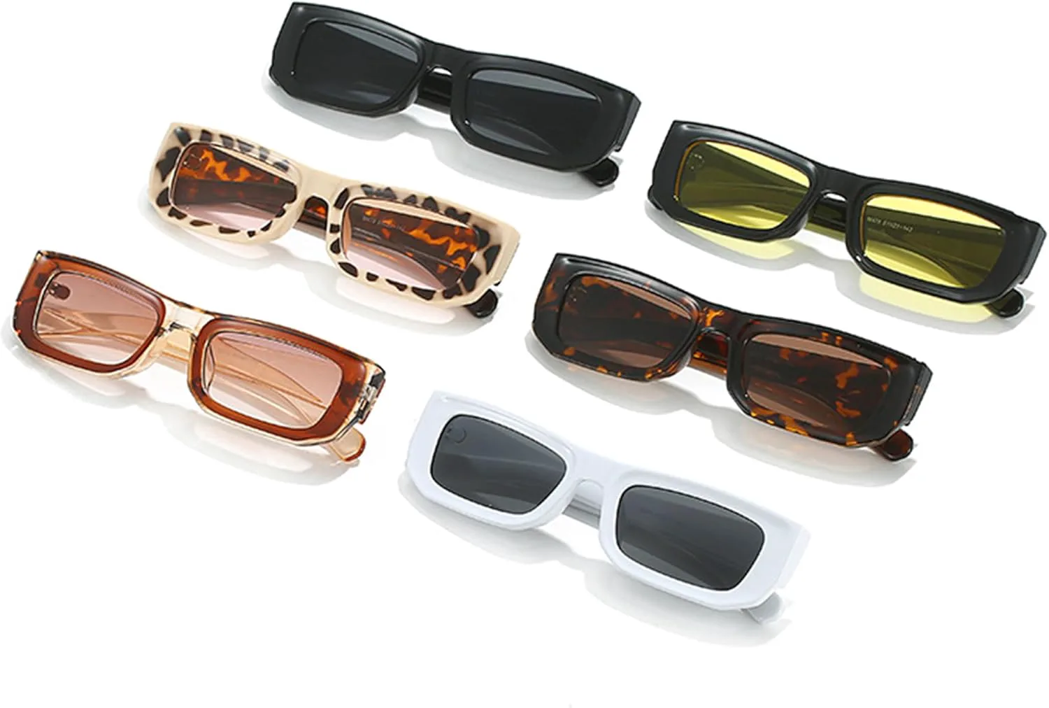 

bullabulling Винтажные узкие прямоугольные солнцезащитные очки для женщин и мужчин в стиле ретро 90-х, квадратные солнцезащитные очки с леопардовым принтом, C5