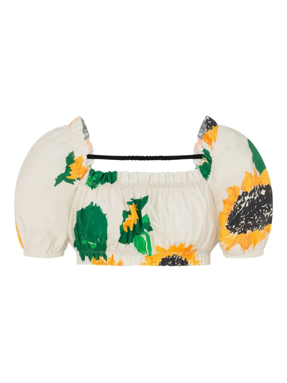 

Топ с объемными рукавами и цветочным принтом Moschino Jeans, бежевый