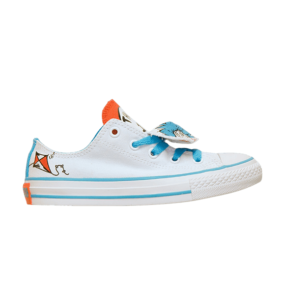 

Кроссовки Converse Dr. Seuss x Chuck Taylor All Star Double Tongue Ox GS 'Thing 1, Thing 2', белый