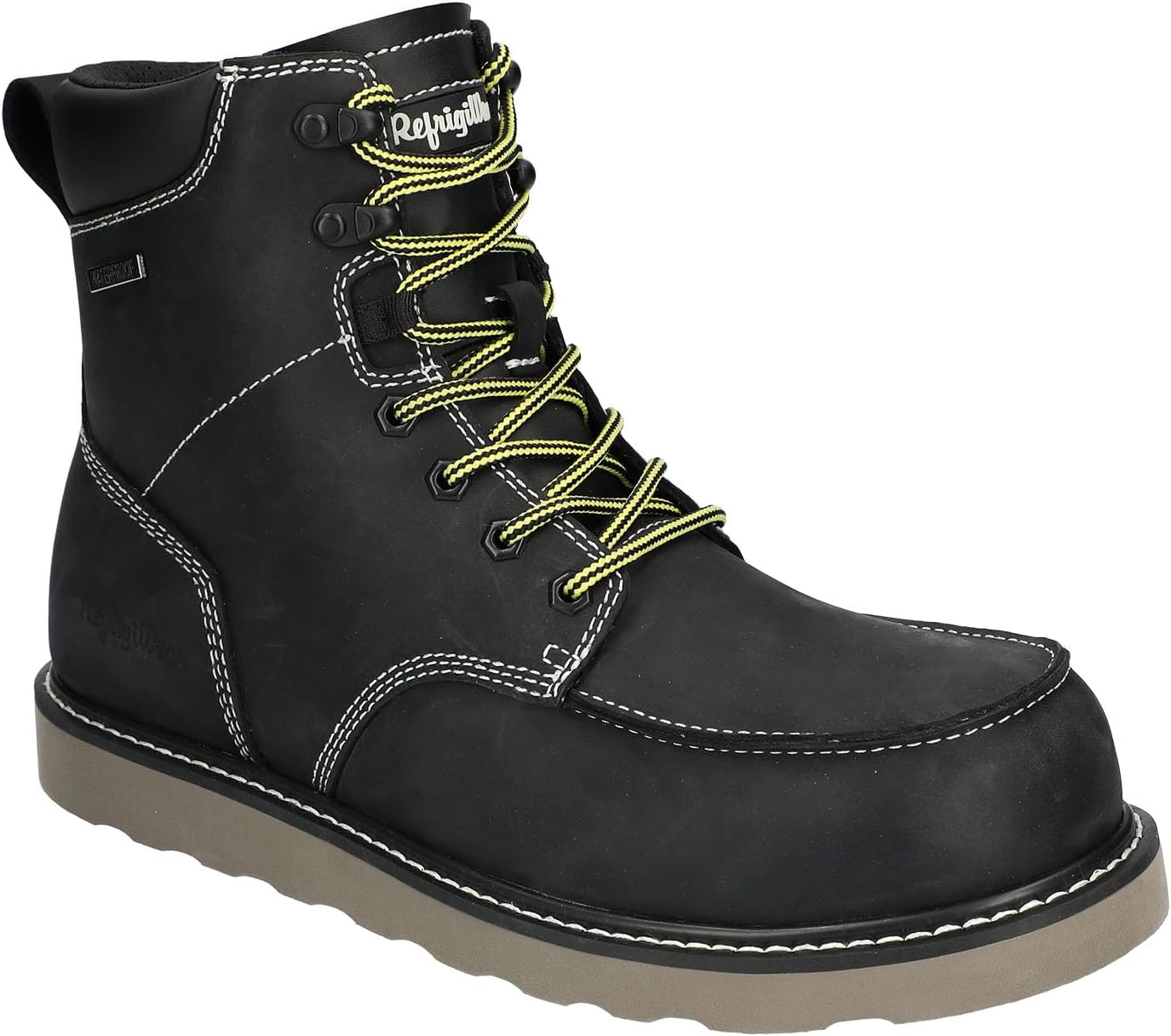 

Мужские классические утепленные кожаные водонепроницаемые с противоскользящей подошвой ботинки RefrigiWear с носком типа мокасин, черный