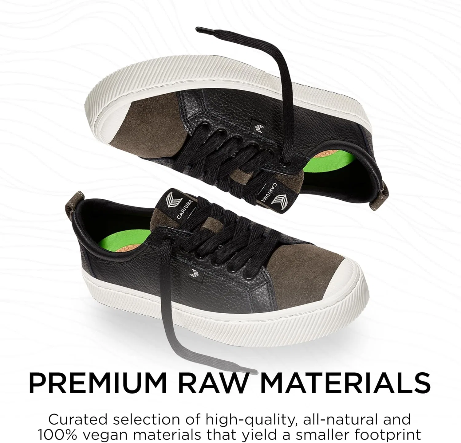 Кроссовки Cariuma OCA Low Premium из высококачественной кожи, удобная мужская обувь, легкая и экологичная, универсальная повседневная обувь со 100% веганской стелькой, резиновая подошва, Black Khaki — фото 3
