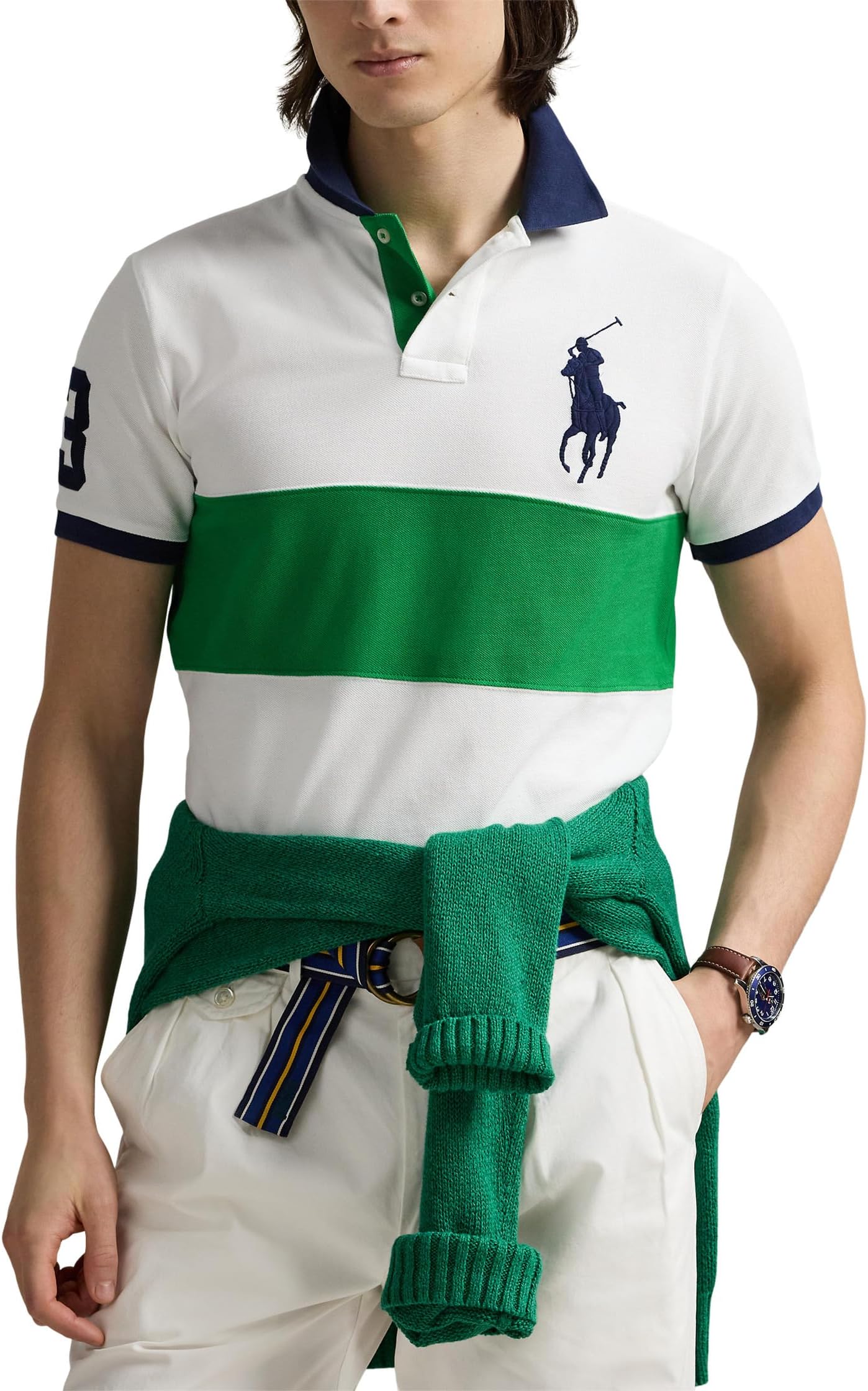 

Футболка Polo Ralph Lauren Custom Slim Fit Stretch Oxford Mesh Polo, цвет Cruise Green Multi