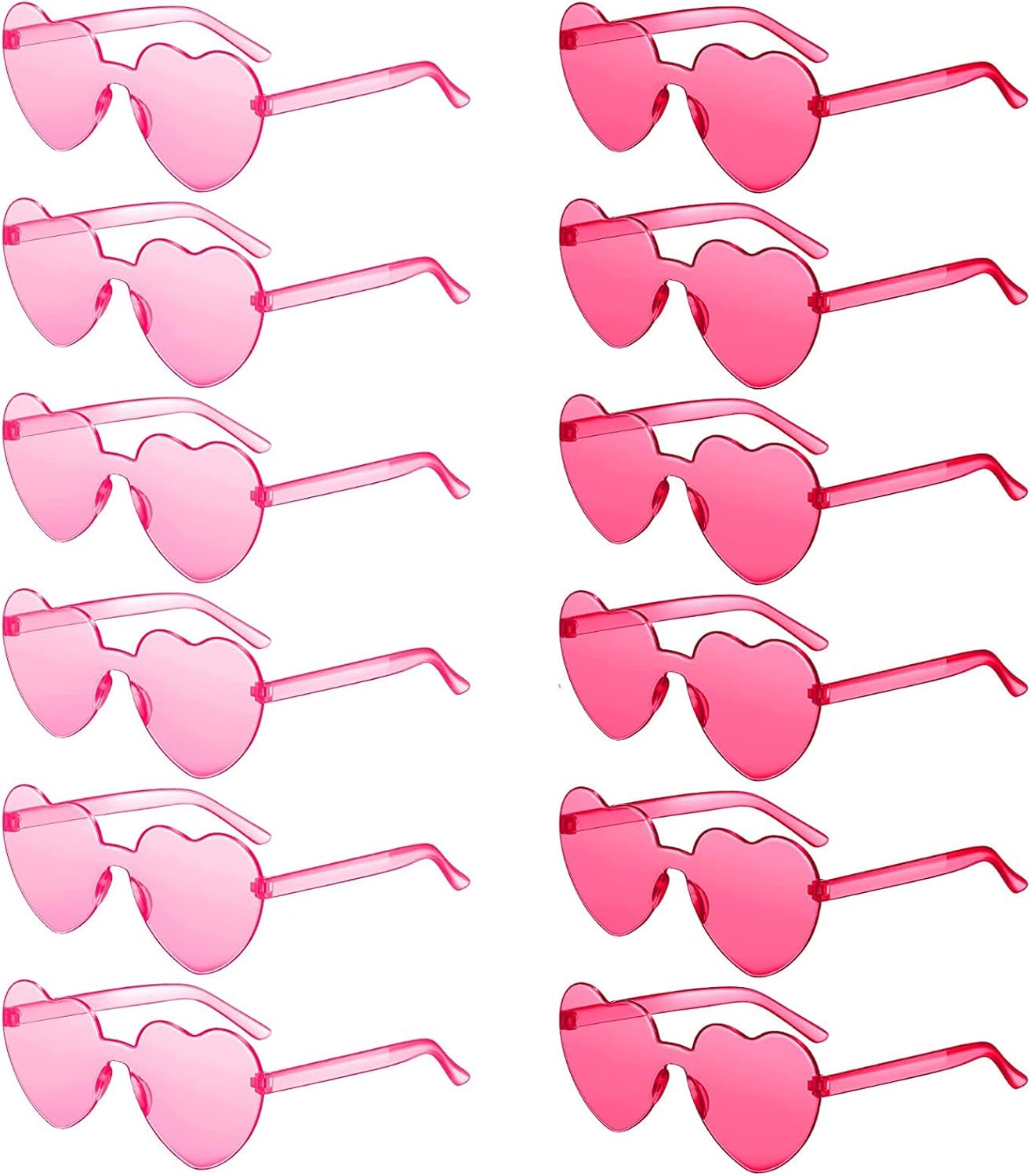 

LEFIMOT 12 пар солнцезащитных очков в форме сердца для женщин. Солнцезащитные очки в форме сердца, разноцветные очки в форме сердца для вечеринки, 12pairs(6 Rose Red+6 Pink)