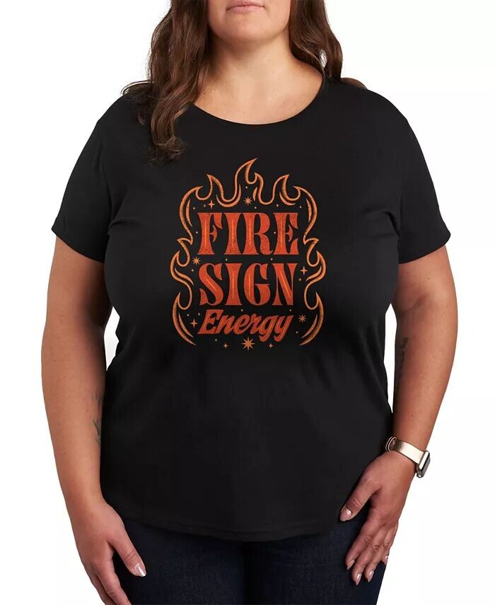 

Футболка больших размеров с рисунком Fire Sign Energy Hybrid Apparel, черный