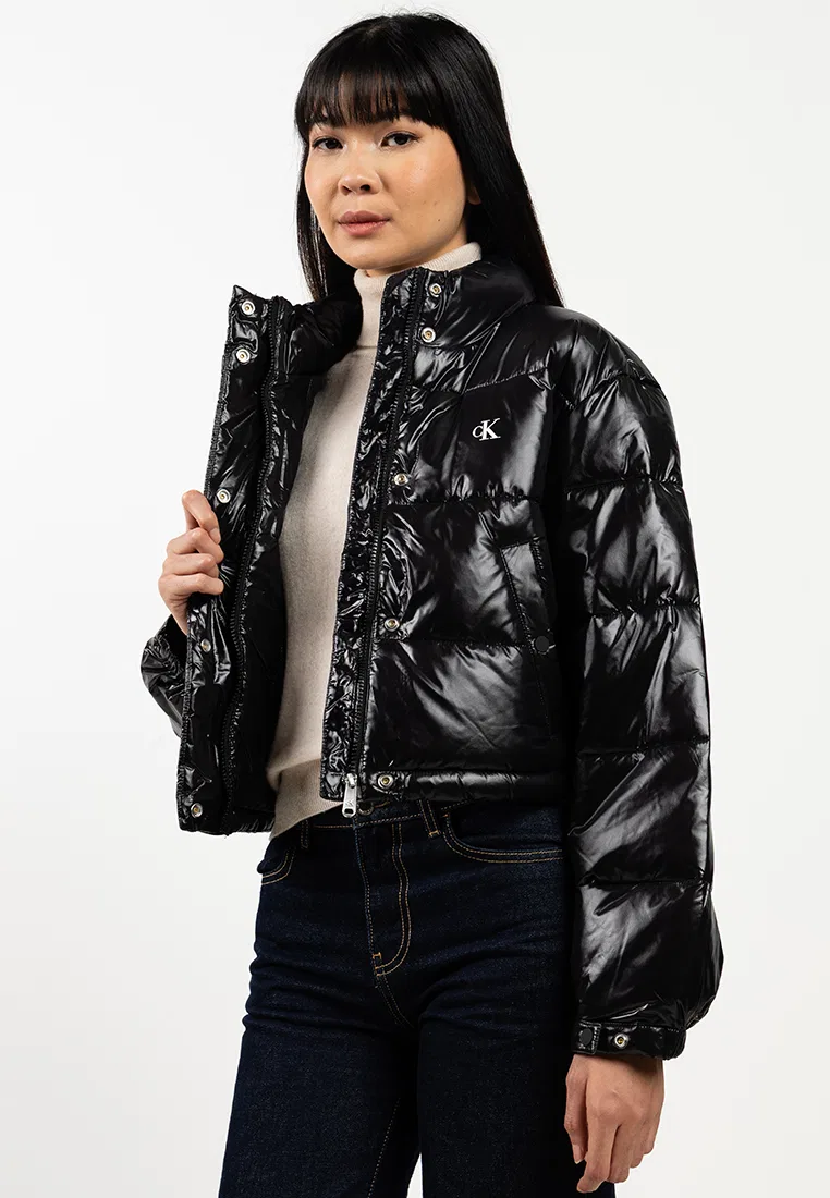 Куртка, укороченная пуховик, Shine Crop Puffer Calvin Klein, черный