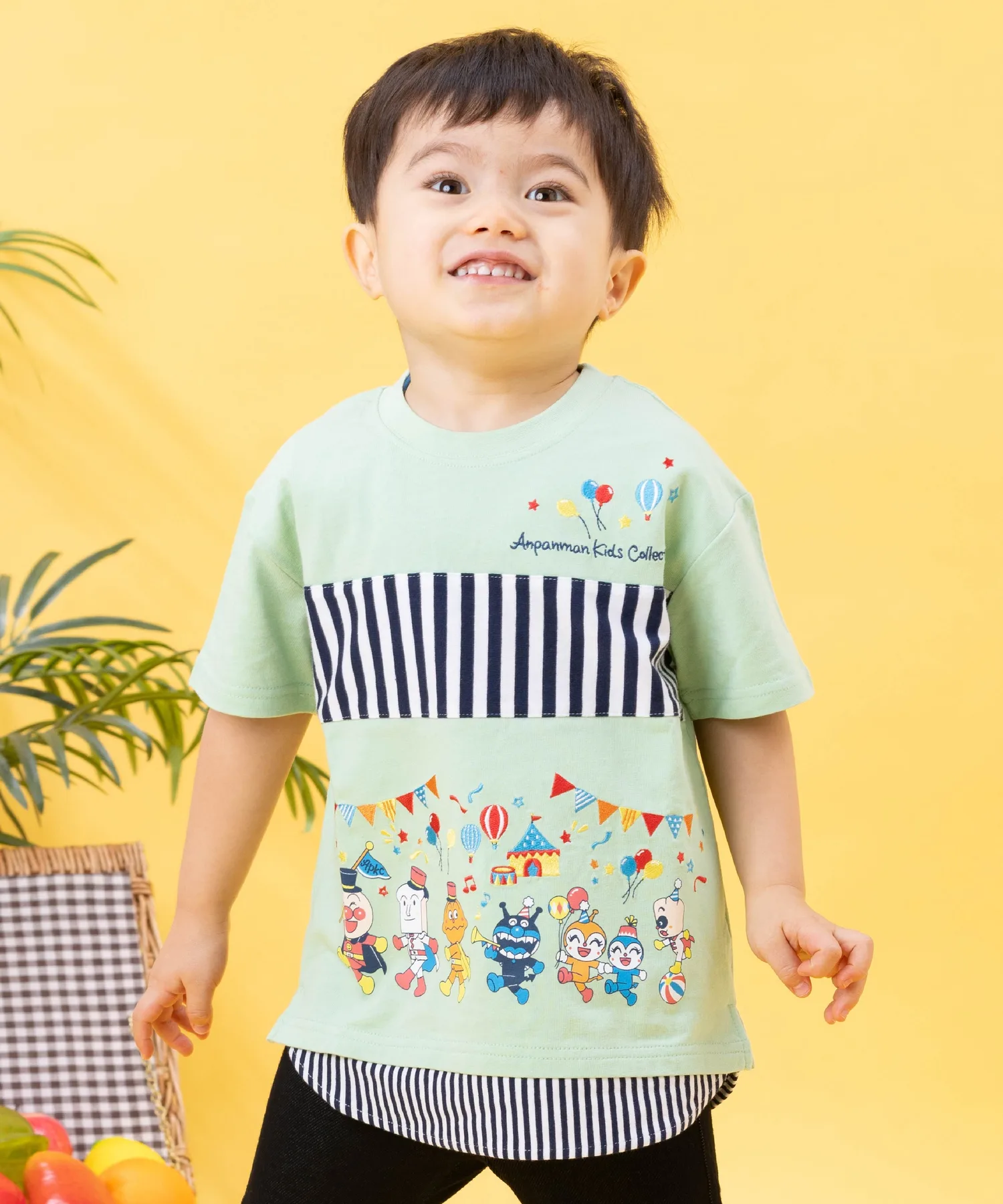 Детская коллекция ANPANMAN / (K) Футболка с коротким рукавом с парадным рисунком Anpanman Kids Collection, green