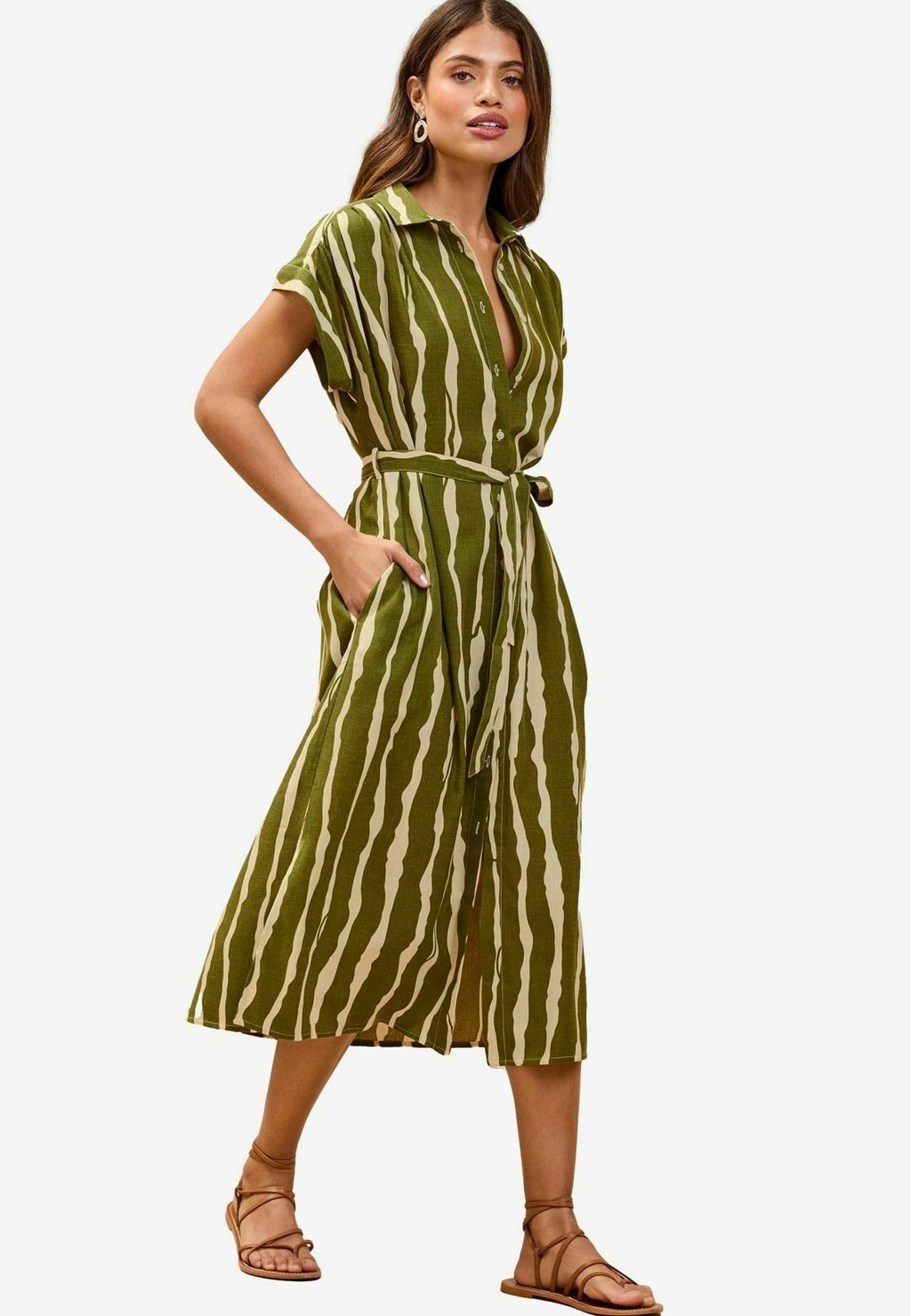 

Платье-рубашка REGULAR FIT LOOK MIDI BUTTON THROUGH Lipsy, зеленый