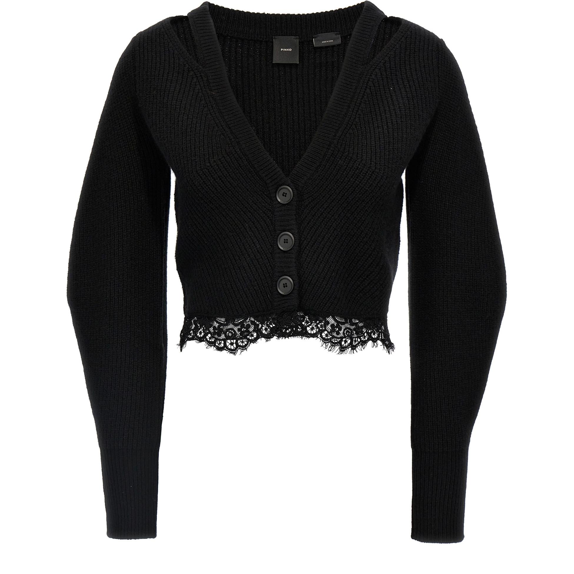 

Кардиган укороченный с V-образным вырезом и длинными рукавами PINKO, черный