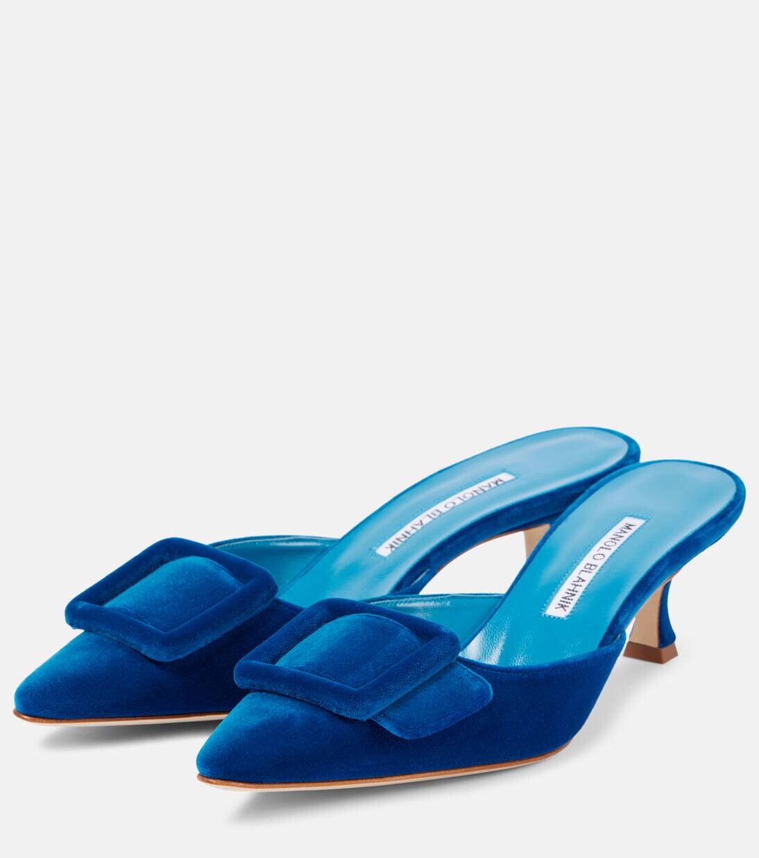 Мюли Maysale 50 бархатные Manolo Blahnik, цвет 4333 bblu — фото 4