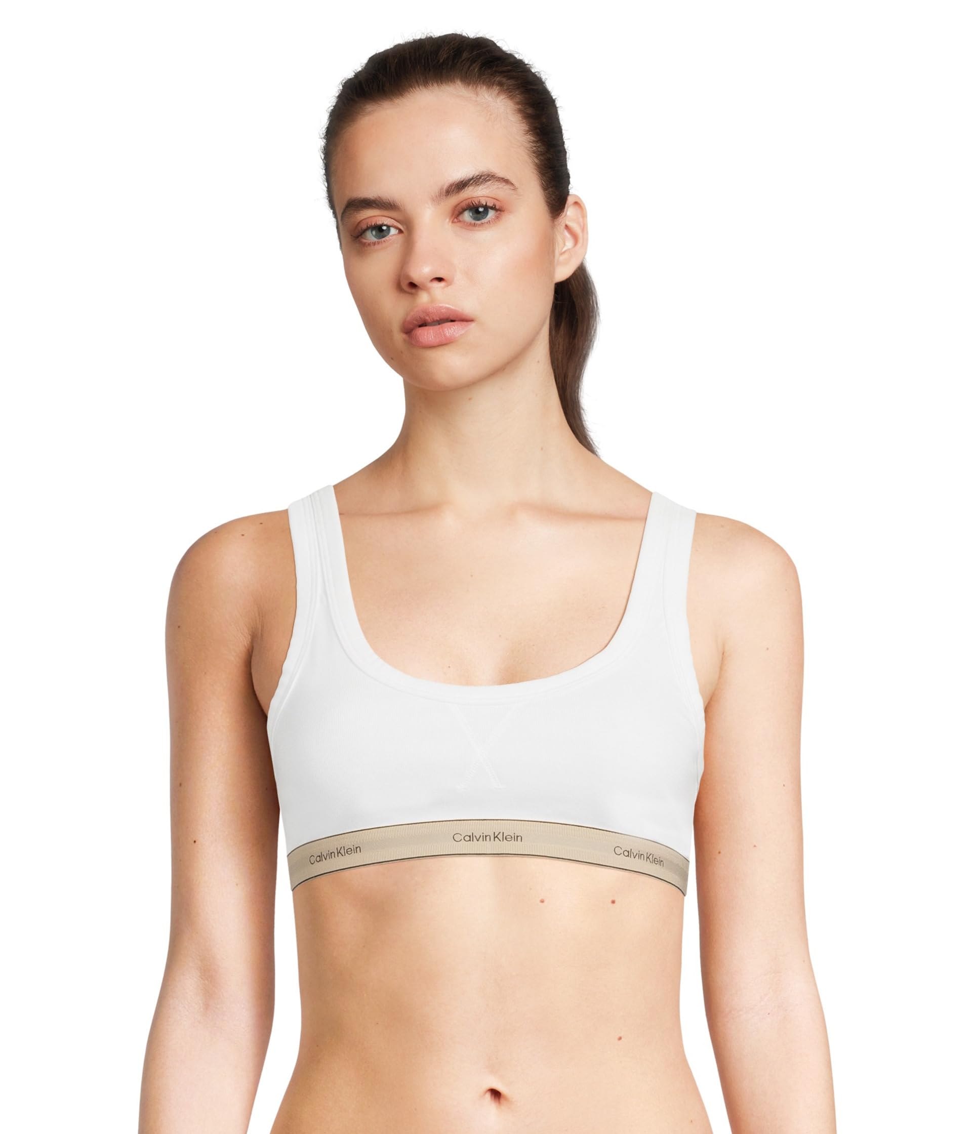

Бюстгальтер Calvin Klein Underwear Heritage Cotton Stretch Unlined Scoopneck Bralette, белый
