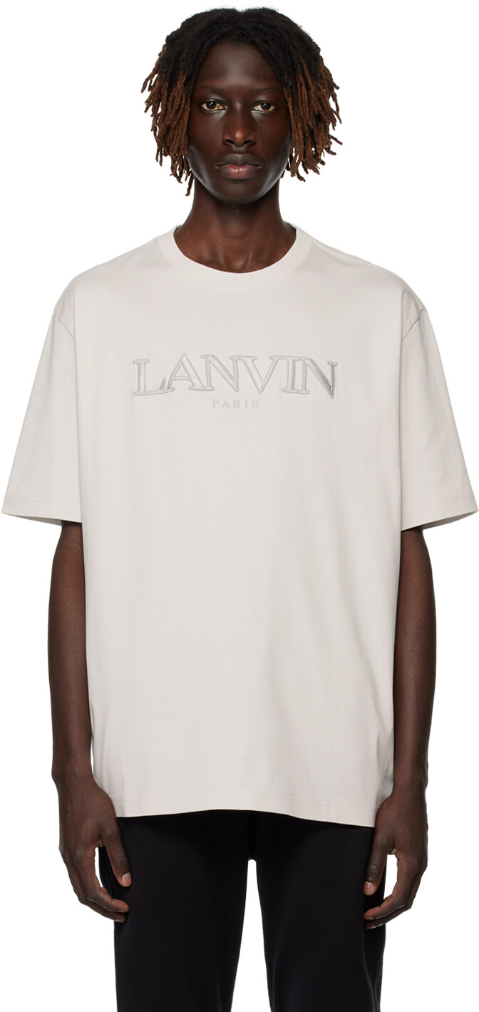 

Серая классическая футболка с бордюром Lanvin, Серый, Серая классическая футболка с бордюром Lanvin