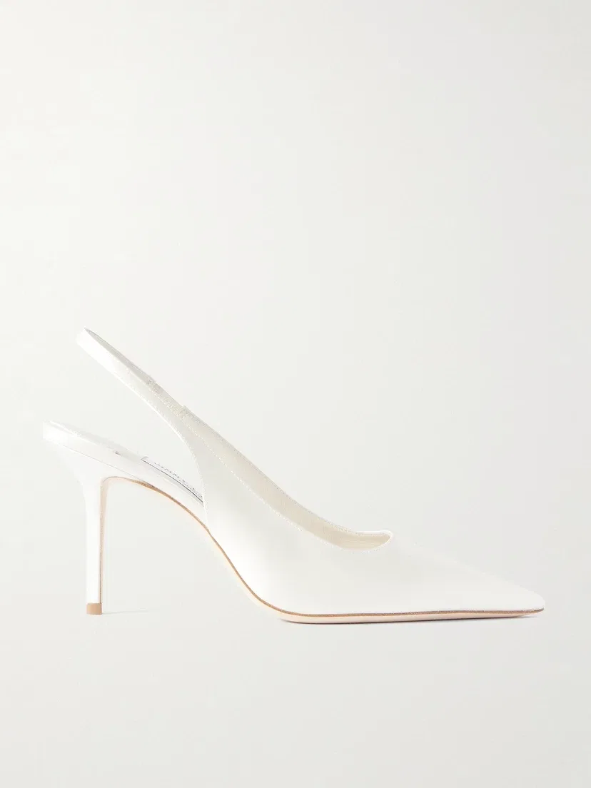 Туфли-лодочки Love 85 из атласа с ремешком сзади JIMMY CHOO, белый