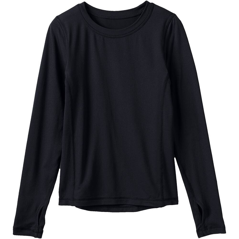 

Длинное нижнее белье Lands' End Thermal Base Layer для мальчиков 2–20 лет, рубашка с круглым вырезом Thermaskin, черный