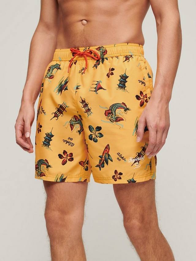 

Шорты для плавания с гавайским принтом 17 дюймов Superdry, цвет Aloha Golden Yellow