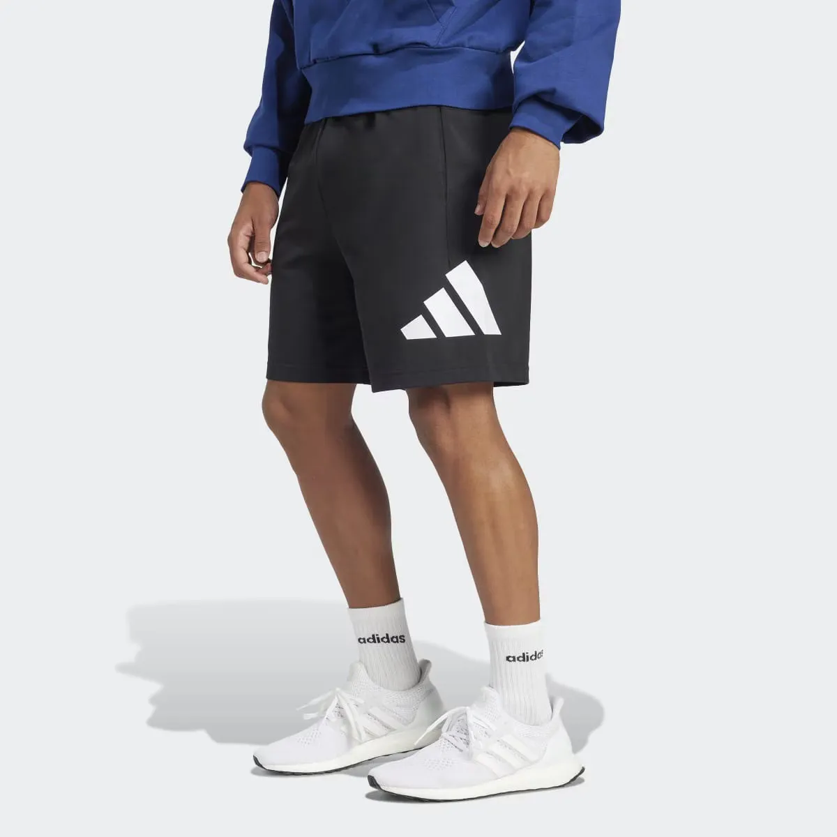 

Мужские Essentials Большой Логотип Одинарный Джерси Шорты Adidas, чёрный